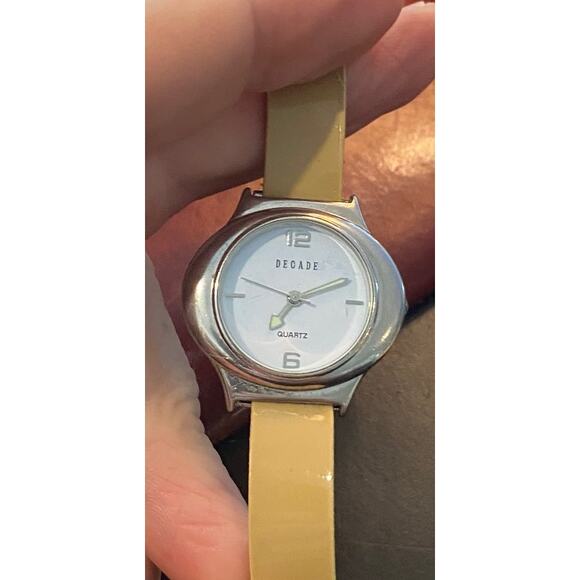 Women's 30mm Silver Tone Decade Watch, Beige Strap - Picture 1 of 3